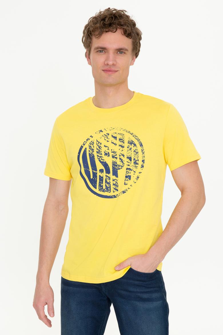 Erkek Açık Sarı Bisiklet Yaka T-Shirt - 50247329147