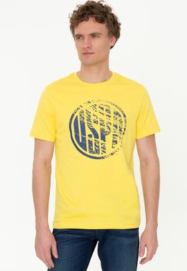 Erkek Açık Sarı Bisiklet Yaka T-Shirt - 50247329147