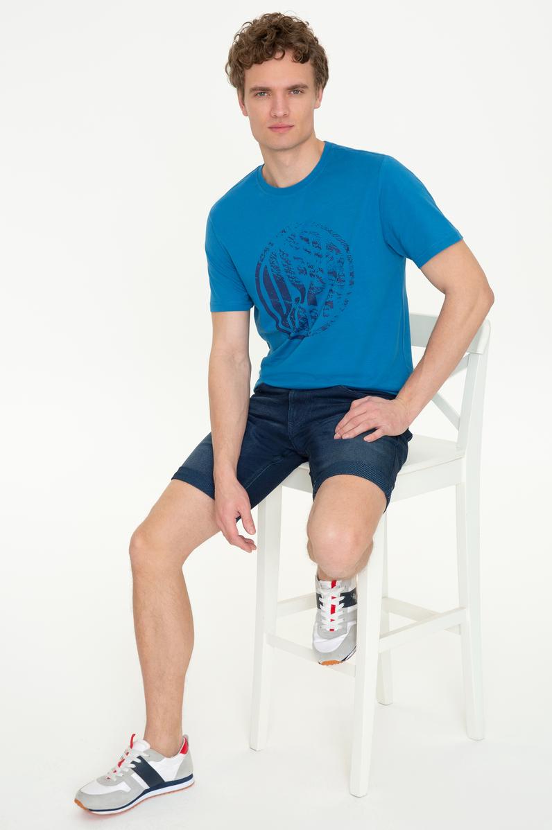 Erkek Petrol Bisiklet Yaka T-Shirt