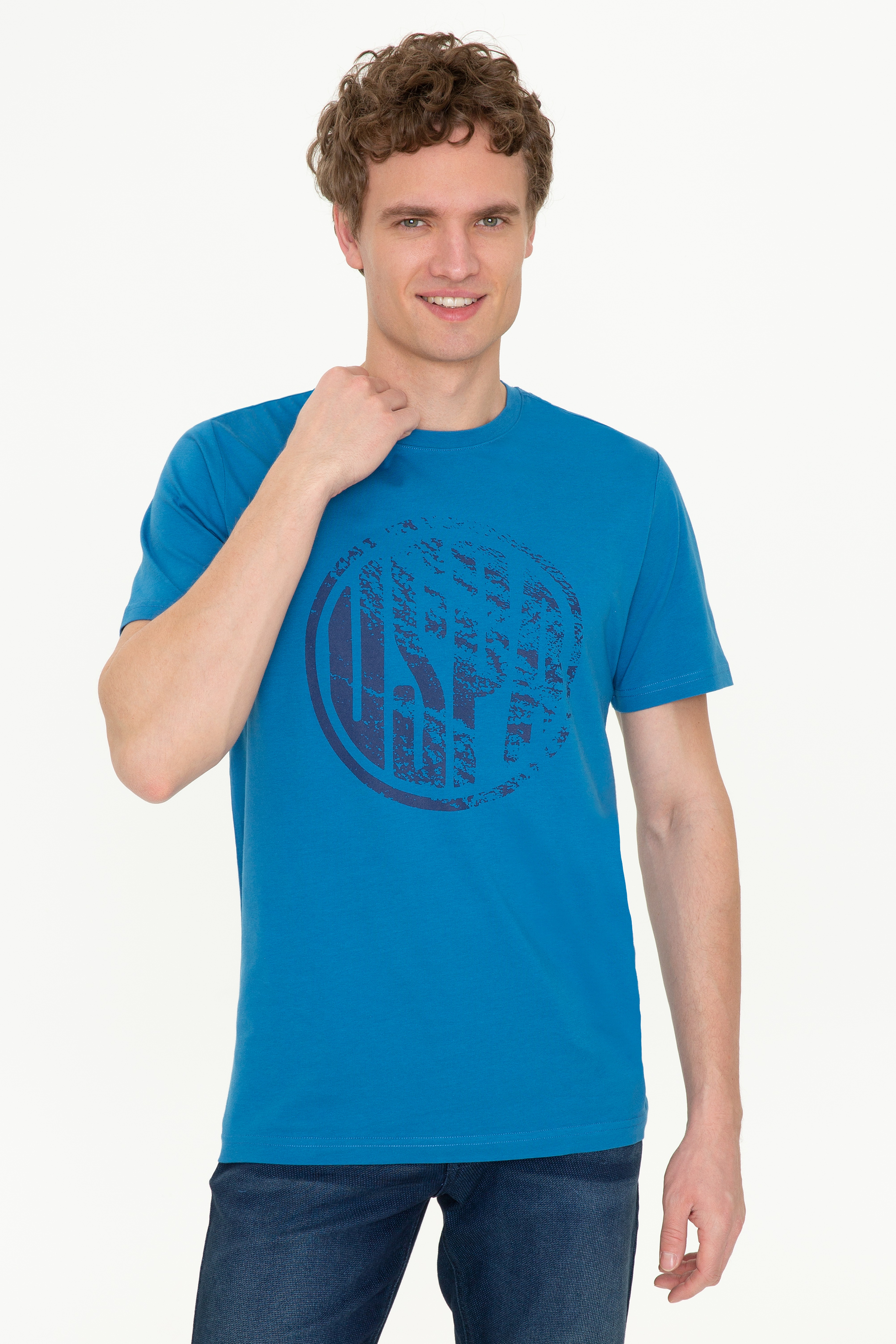 Erkek Petrol Bisiklet Yaka T-Shirt