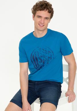 Erkek Petrol Bisiklet Yaka T-Shirt - 50247329174