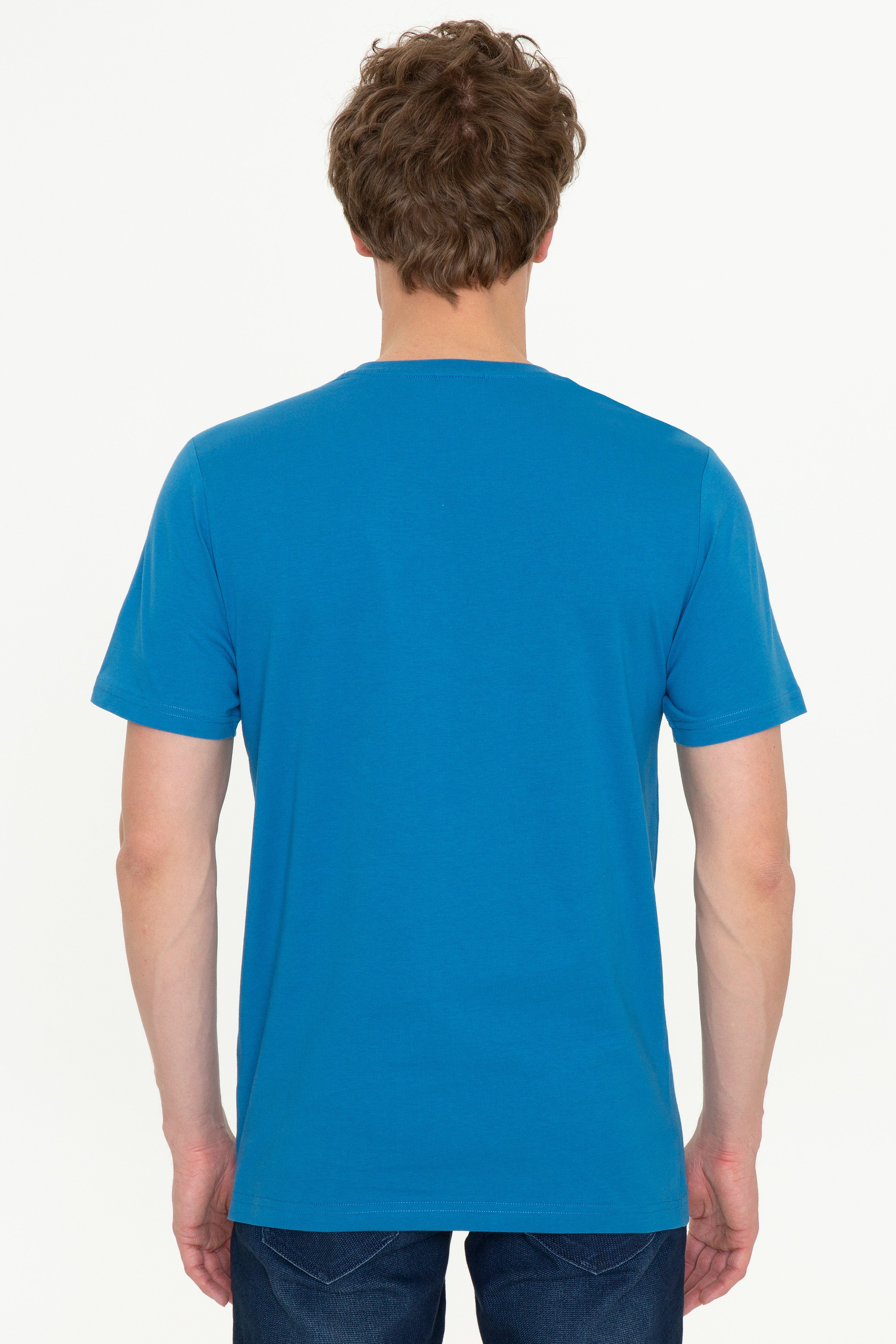 Erkek Petrol Bisiklet Yaka T-Shirt - Image 5