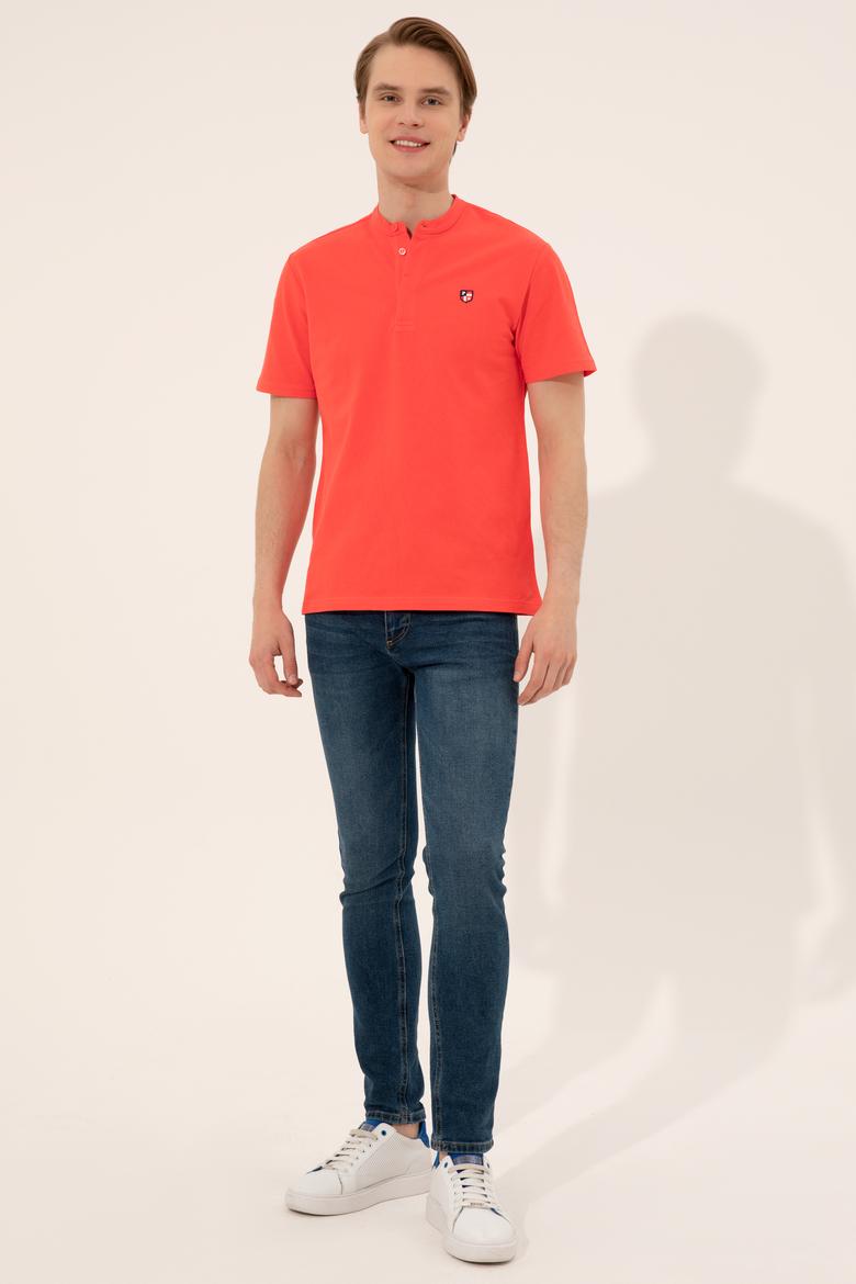 Erkek Kırmızı Hakim Yaka T-Shirt - 50247366053