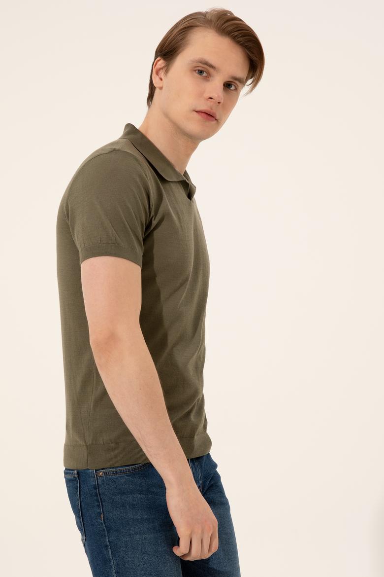 Erkek Haki Triko Kazak
