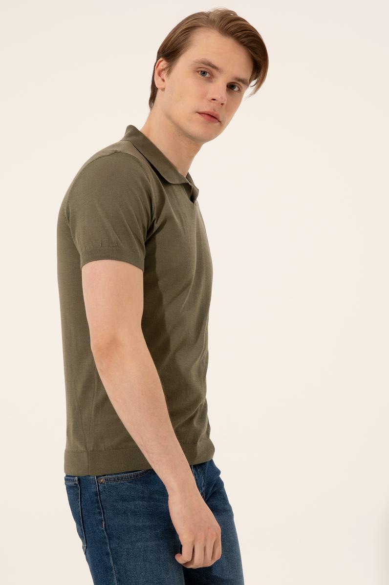 Erkek Haki Triko Kazak