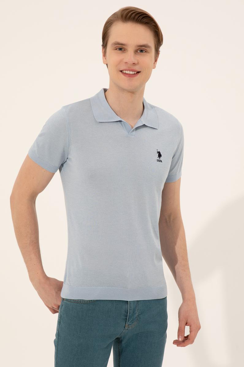 Erkek Açık Mavi Triko Kazak