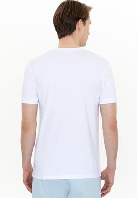 Erkek Beyaz Bisiklet Yaka T-Shirt - 50247327003