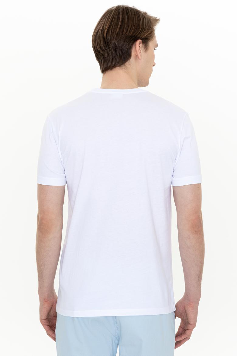 Erkek Beyaz Bisiklet Yaka T-Shirt - 50247327003