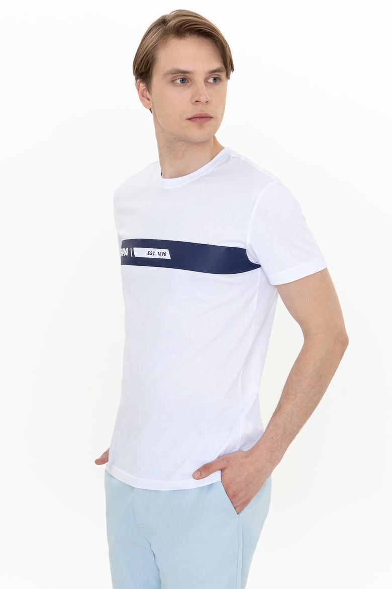 Erkek Beyaz Bisiklet Yaka T-Shirt - 50247327003