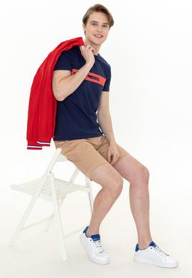 Erkek Lacivert Bisiklet Yaka Tişört - 50247327013