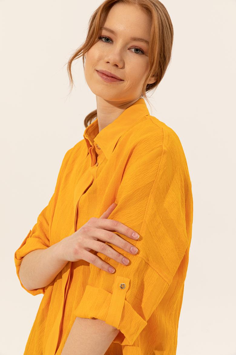 Kadın Koyu Sarı Gömlek Uzunkol - 50246560047
