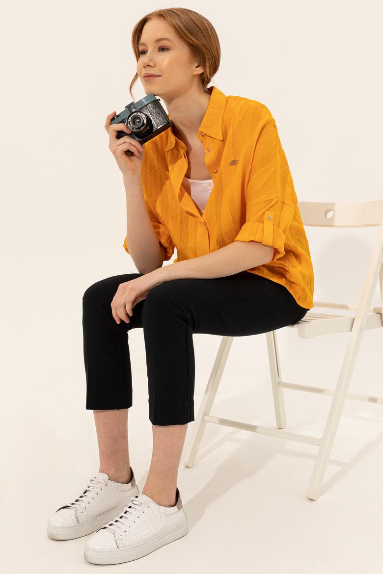 Kadın Koyu Sarı Gömlek Uzunkol - 50246560047