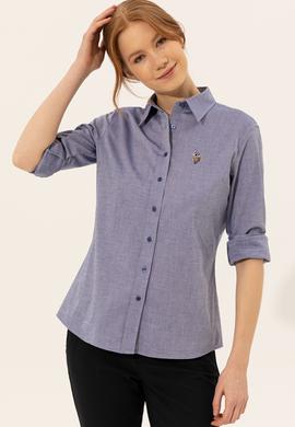 Kadın Mavi Uzun Kollu Basic Gömlek - 50246454114