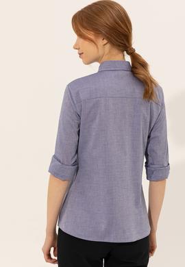 Kadın Mavi Uzun Kollu Basic Gömlek - 50246454114