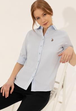 Kadın Açık Mavi Uzun Kollu Basic Gömlek - 50246454024