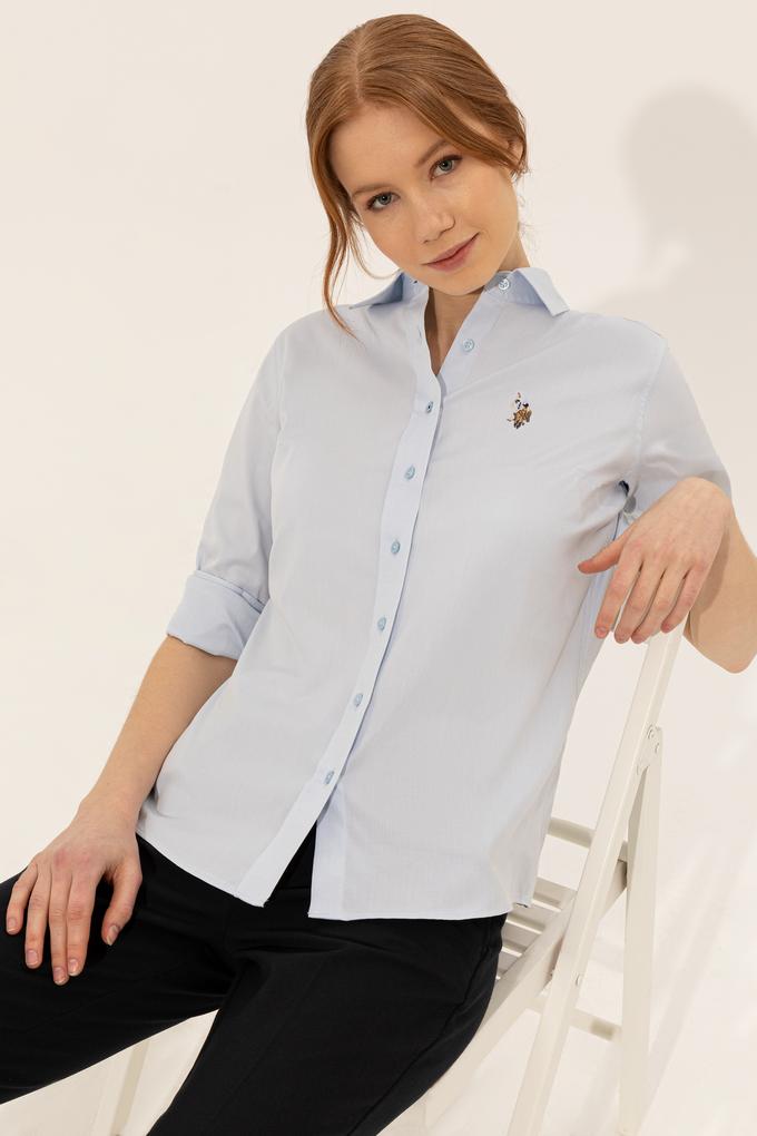 Kadın Açık Mavi Uzun Kollu Basic Gömlek