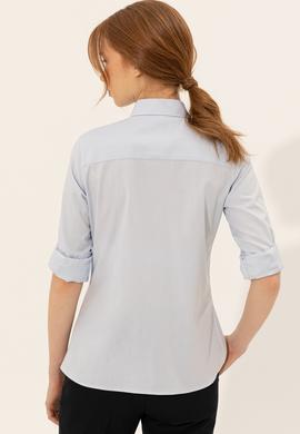 Kadın Açık Mavi Uzun Kollu Basic Gömlek - 50246454024