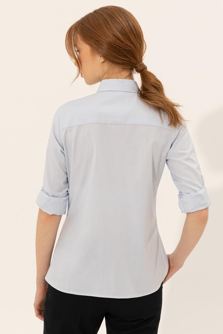 Kadın Açık Mavi Uzun Kollu Basic Gömlek - 50246454024