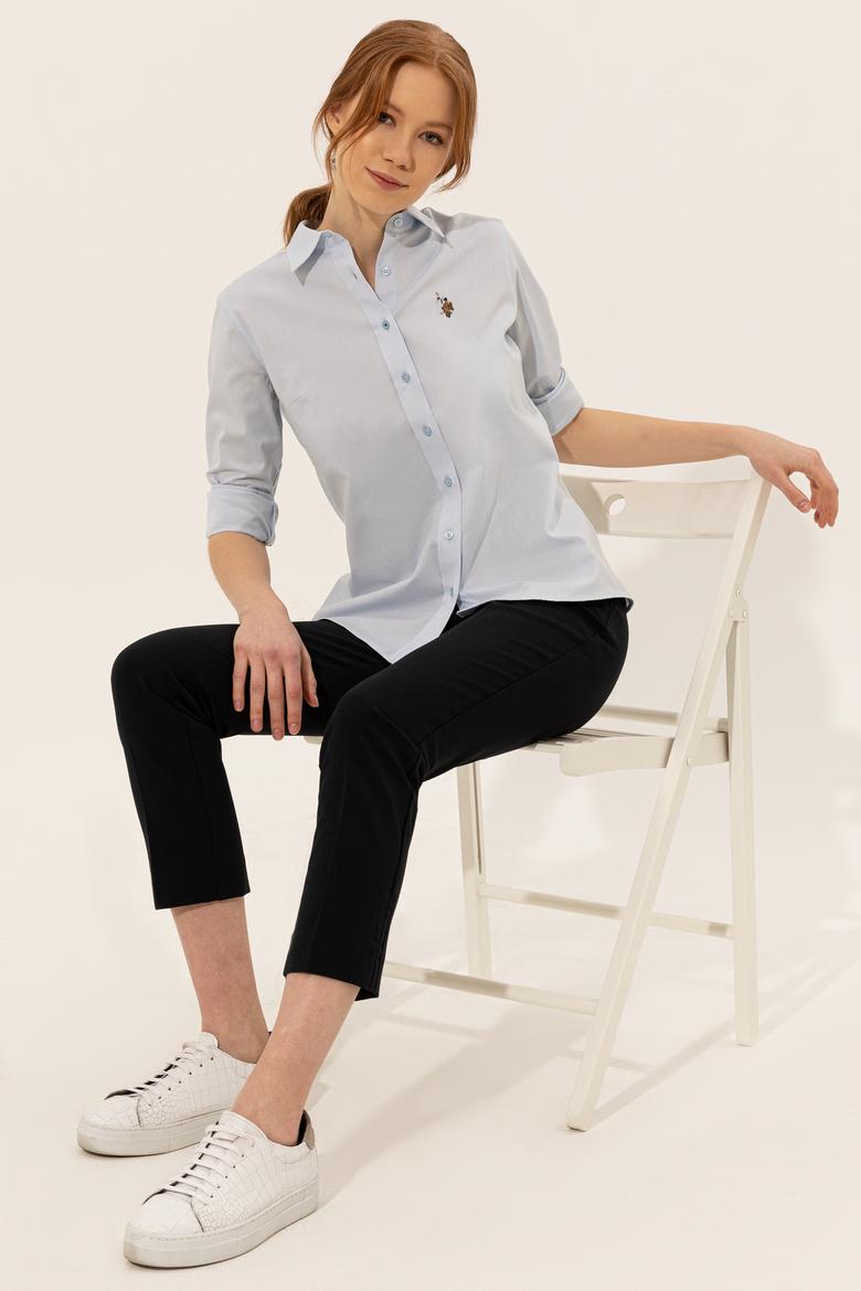 Kadın Açık Mavi Uzun Kollu Basic Gömlek - 50246454024