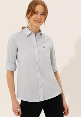 Kadın Açık Mavi Uzun Kollu Basic Gömlek - 50246454024