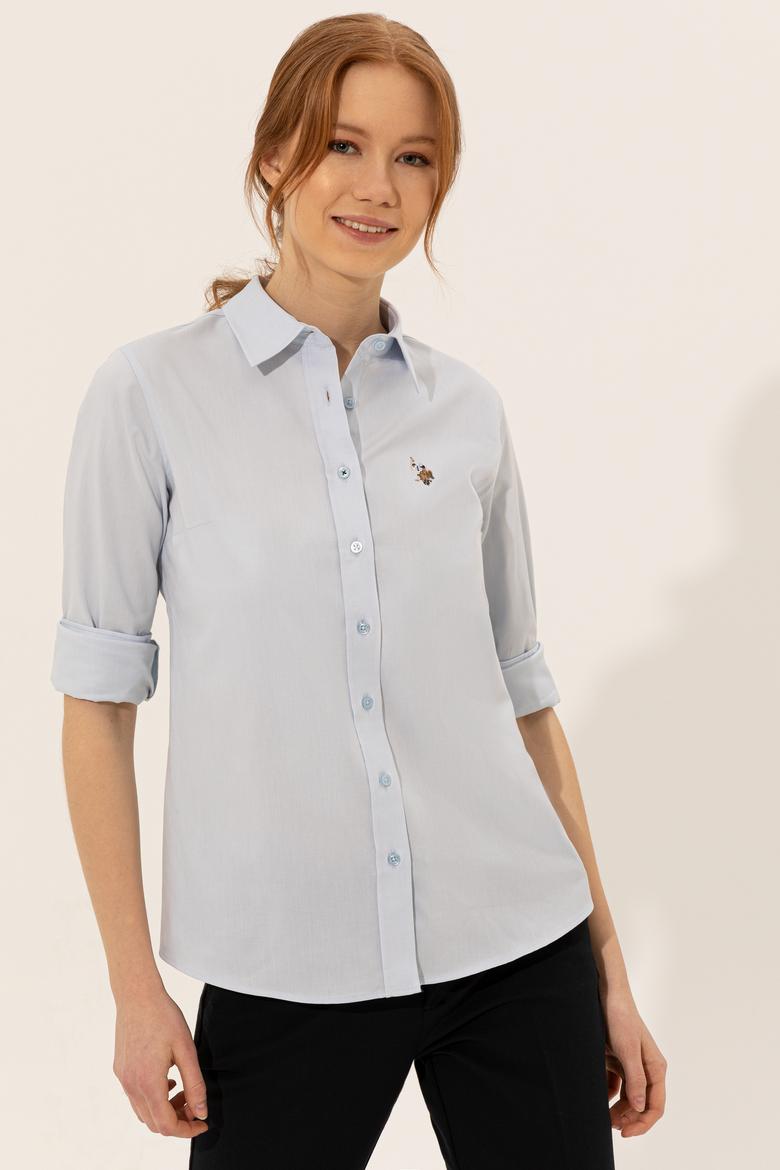 Kadın Açık Mavi Uzun Kollu Basic Gömlek - 50246454024