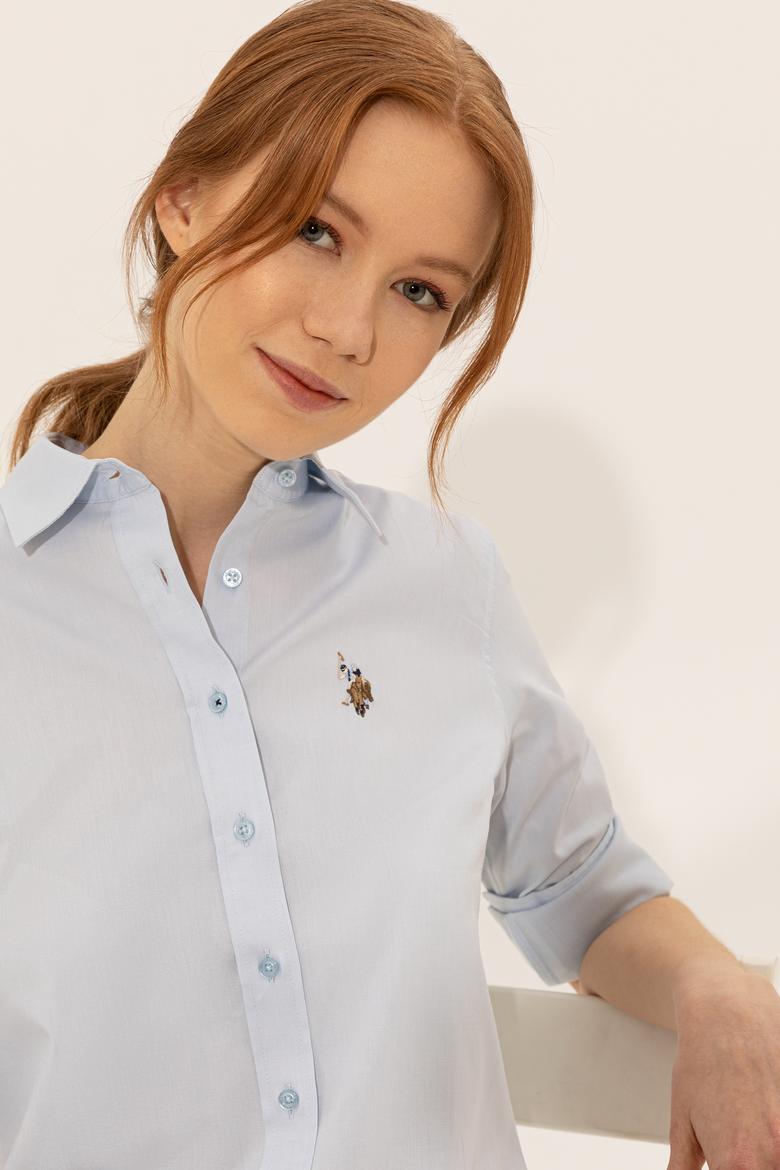 Kadın Açık Mavi Uzun Kollu Basic Gömlek - 50246454024