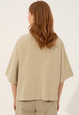 Kadın Taş Keten Görünümlü Uzun Kollu Gömlek - 50246377008