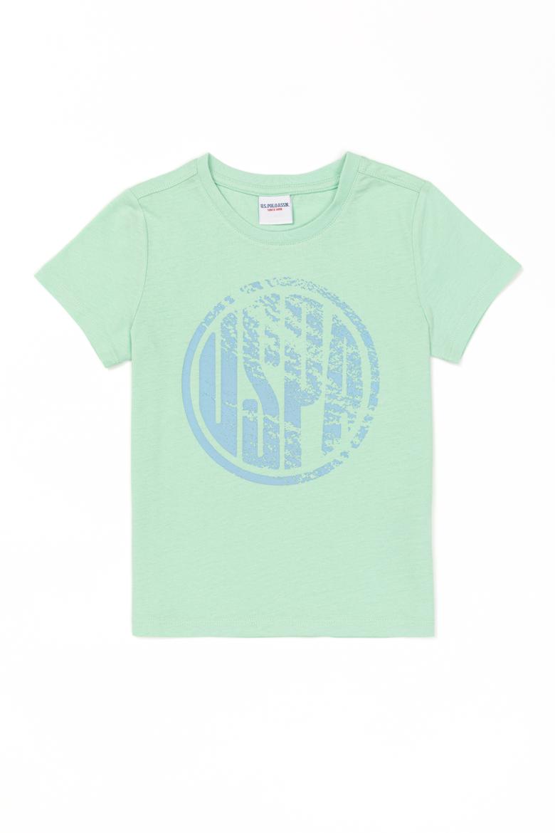 Çocuk Mint Yeşili Bisiklet Yaka Tişört - 50247353074