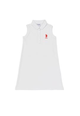 Kız Çocuk Beyaz Polo Yaka Örme Elbise - 50252203001