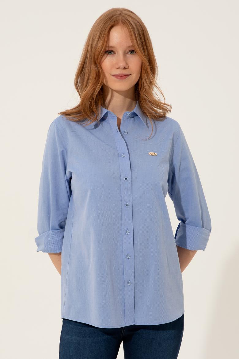 Kadın Mavi Uzun Kollu Gömlek - 50247092024