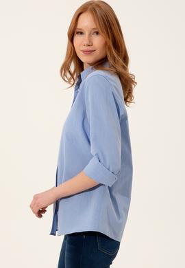Kadın Mavi Uzun Kollu Gömlek - 50247092024