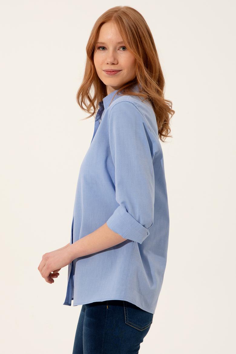 Kadın Mavi Uzun Kollu Gömlek - 50247092024