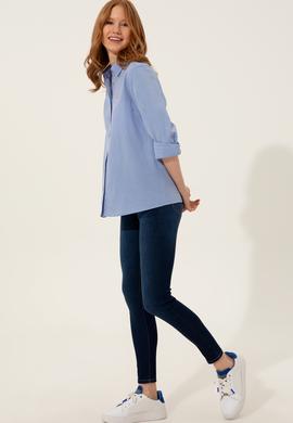 Kadın Mavi Uzun Kollu Gömlek - 50247092024