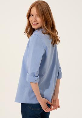 Kadın Mavi Uzun Kollu Gömlek - 50247092024