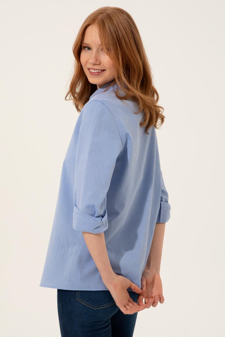 Kadın Mavi Uzun Kollu Gömlek - 50247092024