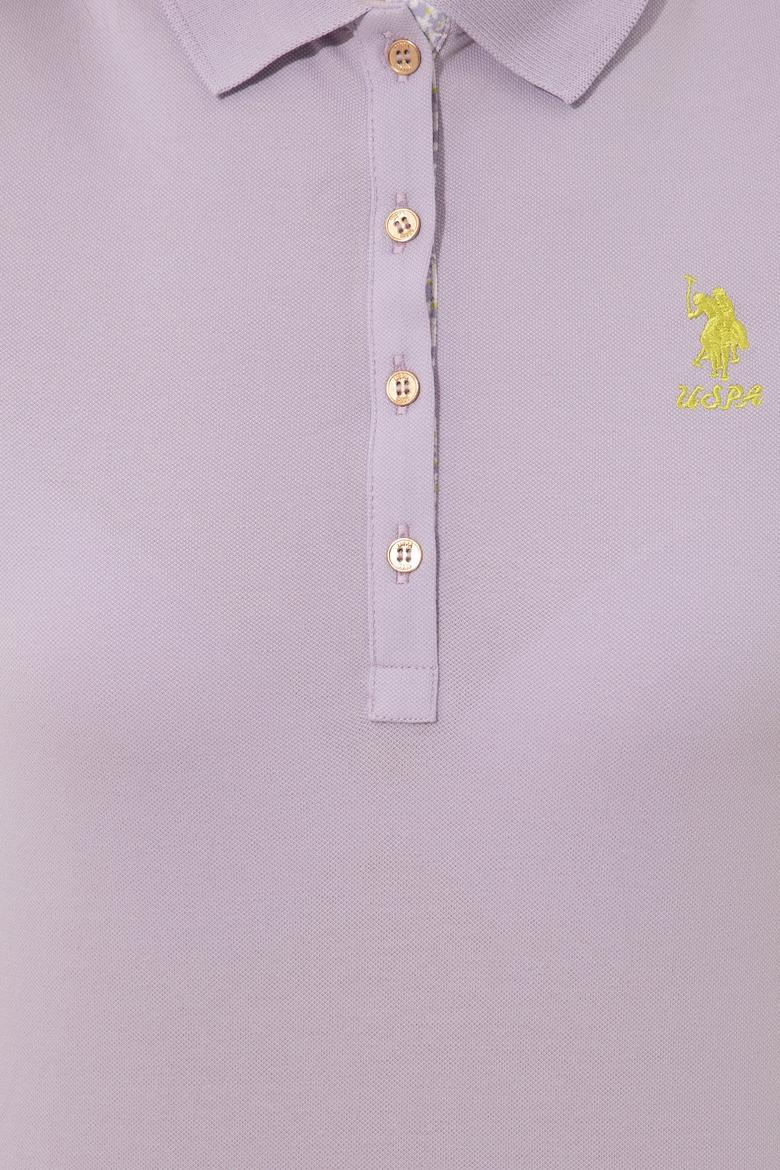 Kadın Lila Basic Polo Yaka Tişört - 50246287029