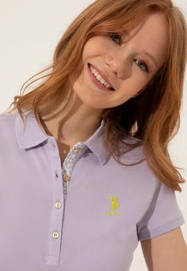 Kadın Lila Basic Polo Yaka Tişört - 50246287029