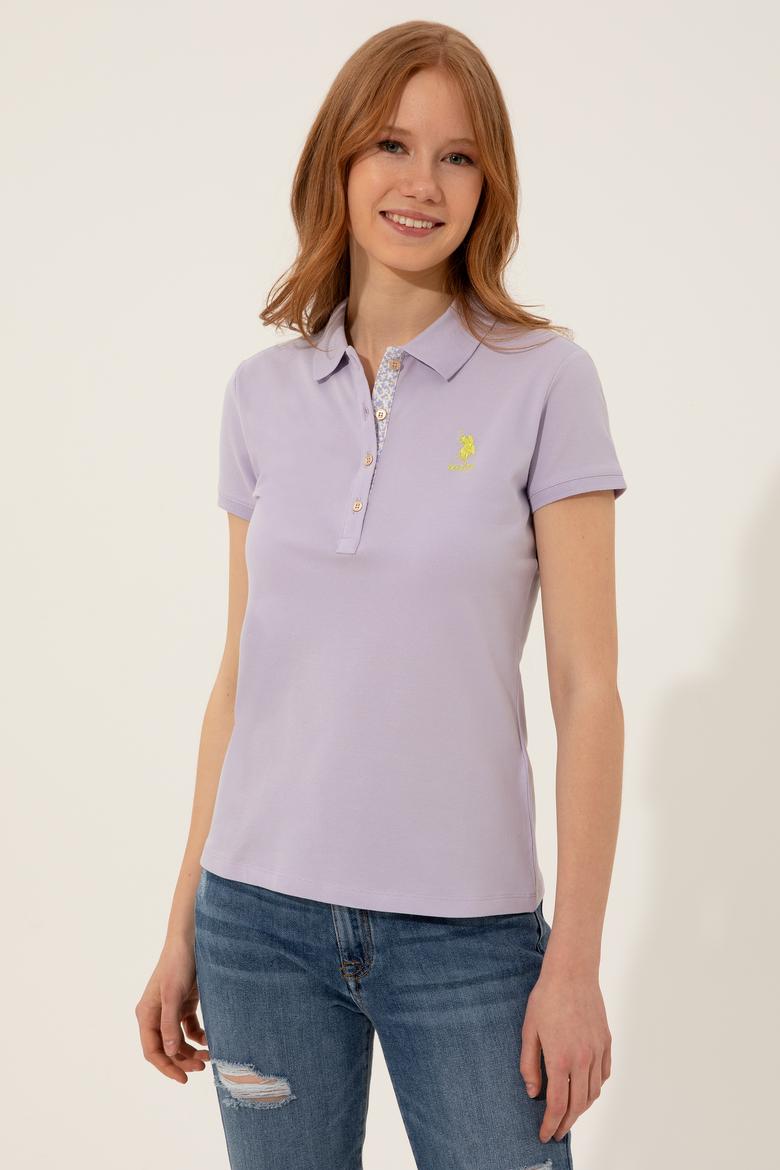 Kadın Lila Basic Polo Yaka Tişört - 50246287029