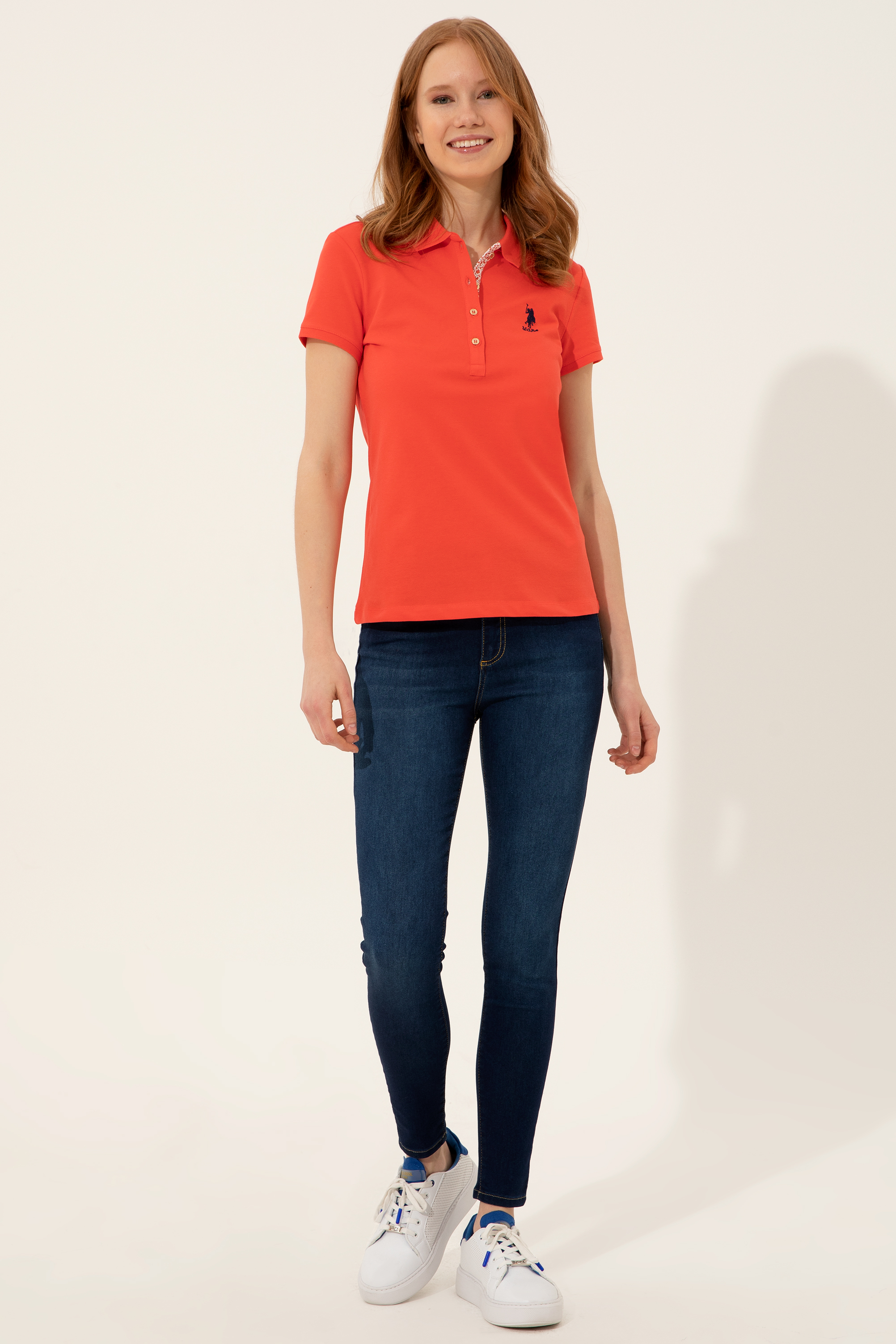 تی شرت آستین کوتاه اندامی یقه پولو زنانه یو اس پولو | U.S. Polo Assn. - تصویر 4