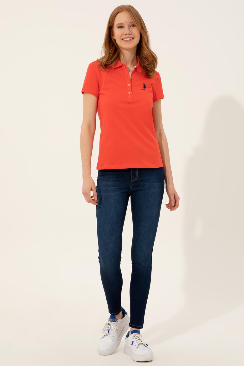 Kadın Kırmızı Basic Polo Yaka Tişört - 50246287103