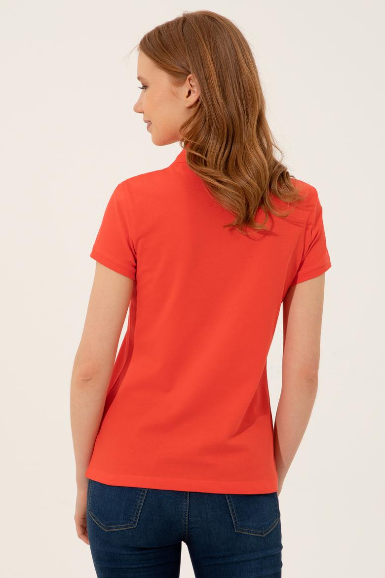 Kadın Kırmızı Basic Polo Yaka Tişört - 50246287103