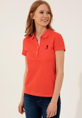 Kadın Kırmızı Basic Polo Yaka Tişört - 50246287103