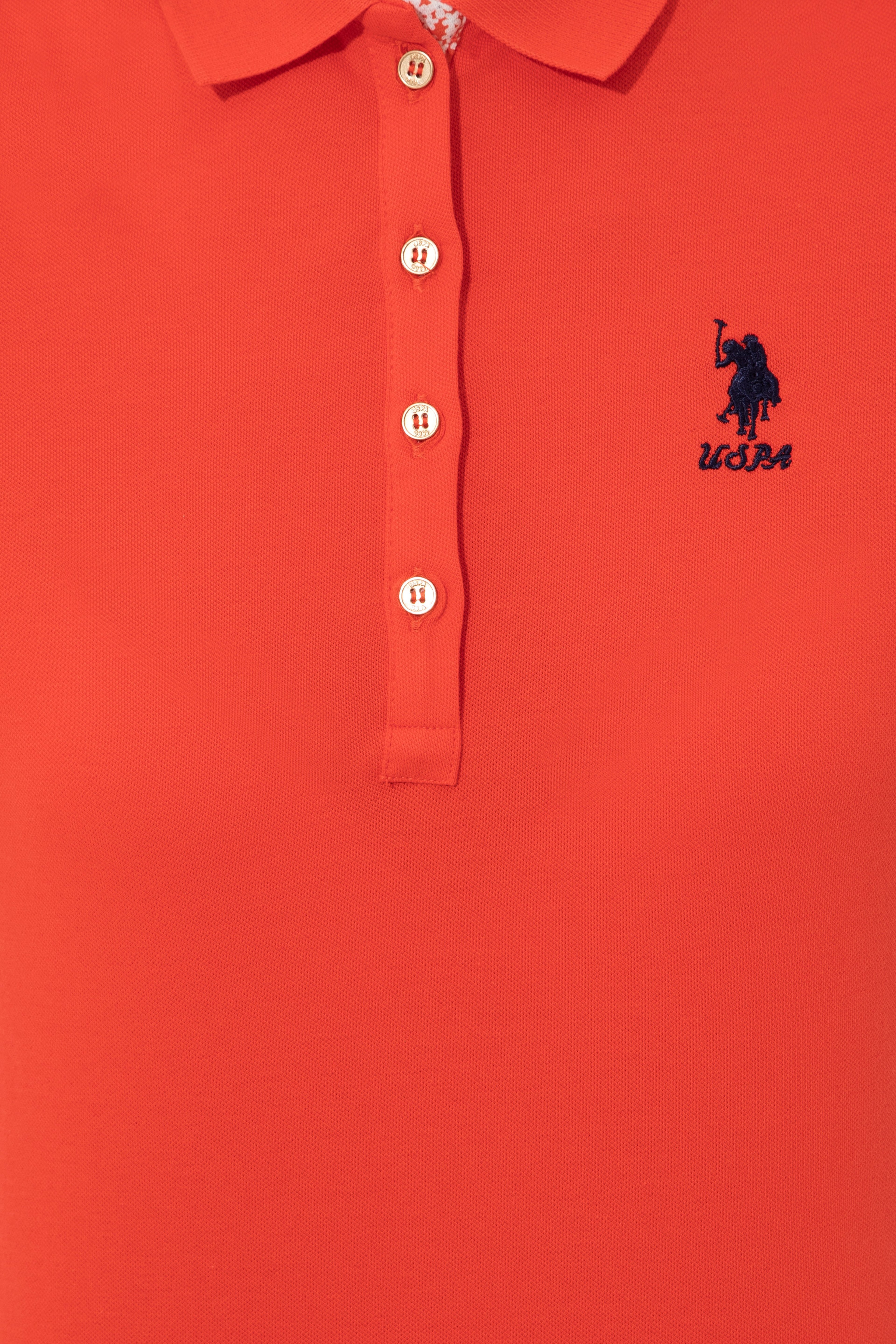 Kadın Kırmızı Basic Polo Yaka Tişört - Image 6