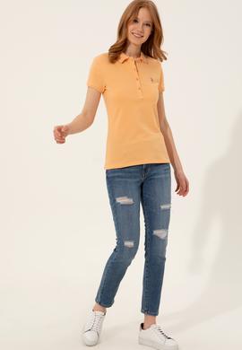 Kadın Turuncu Polo Yaka Tişört - 50246288108