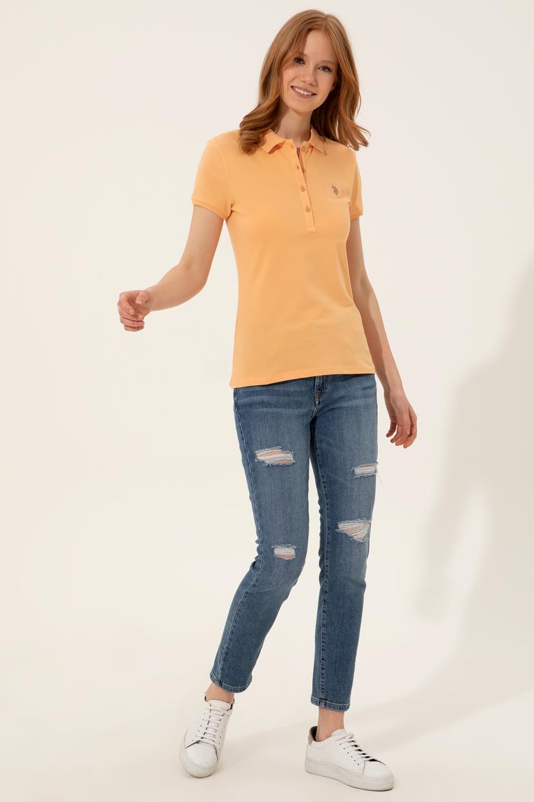 Kadın Turuncu Polo Yaka Tişört - 50246288108