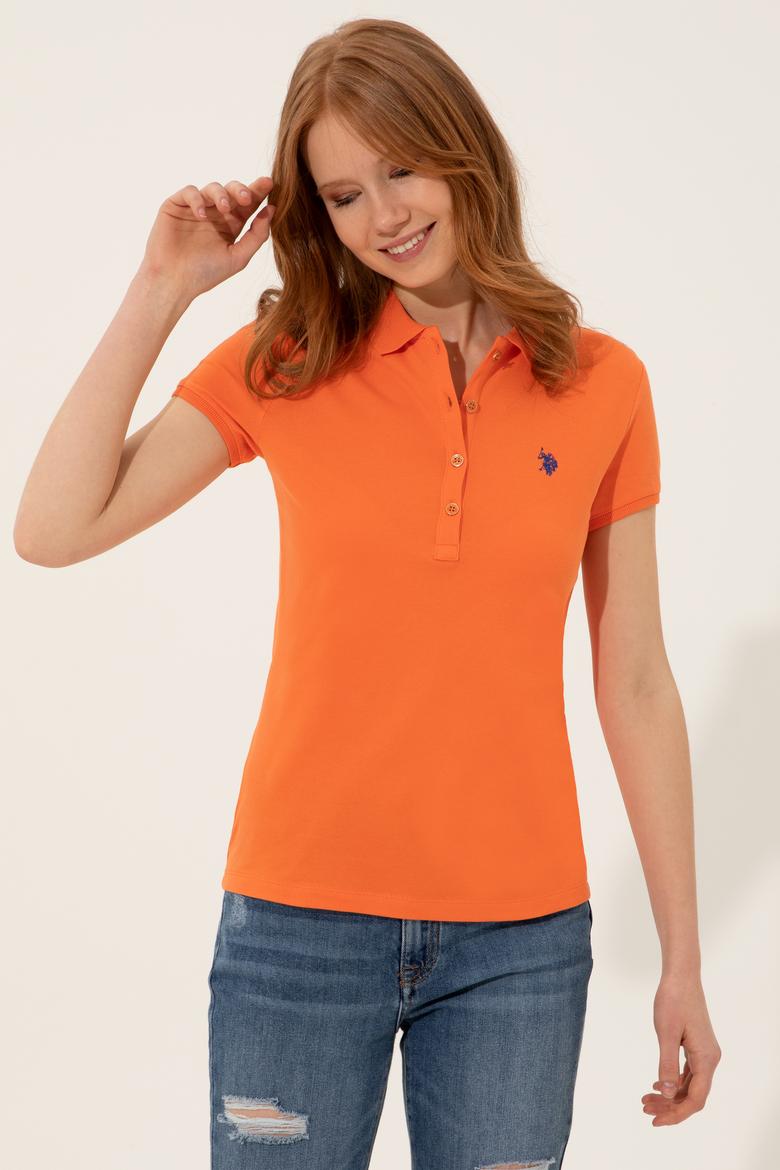 Kadın Turuncu Polo Yaka Tişört - 50246288040