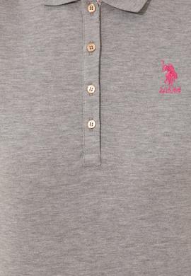 Kadın Gri Melanj Basic Polo Yaka Tişört - 50246287151