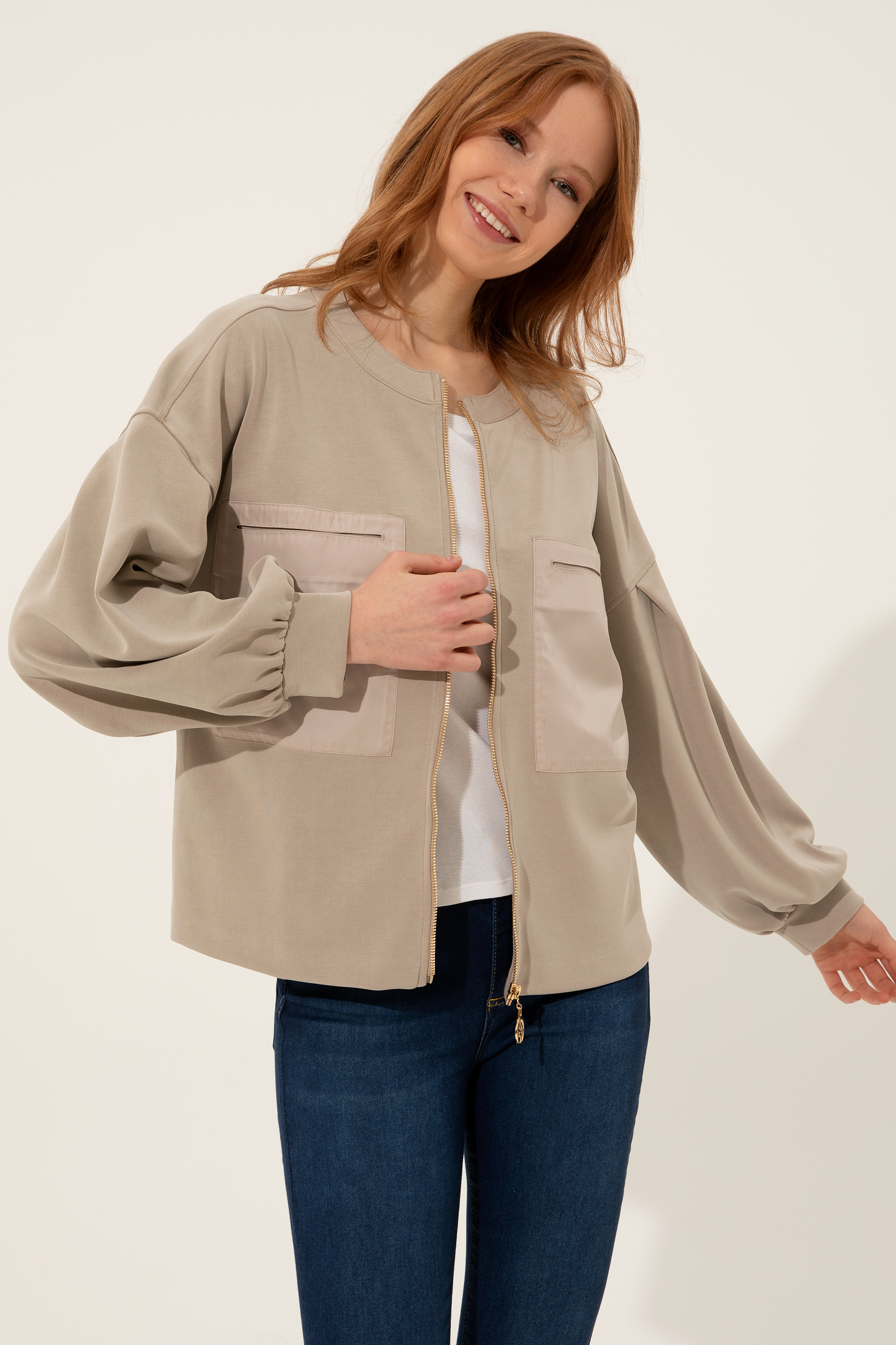 Kadın Haki Sweatshirt - Image 1