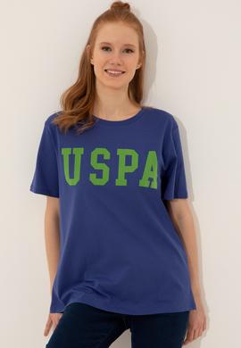 Kadın Mavi Bisiklet Yaka Tişört - 50249001079