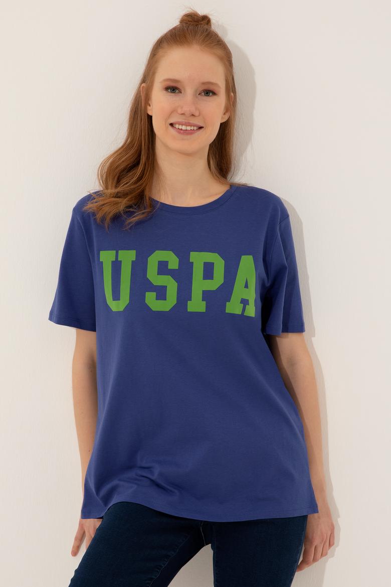 Kadın Mavi Bisiklet Yaka Tişört - 50249001079